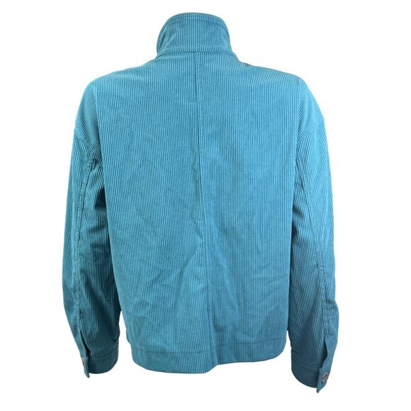Avec Les Filles Womens Corduroy Jacket High Neck Snap Button Teal Small - Picture 2 of 6